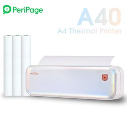 Printers PeriPage A40 Paper Printer A4 Direct Thermal Transfer Wirless Bluetooth Printer 210mm Mobile Photo Printer USB BT 3 Roll Paper