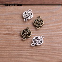 16pcs 12*19mm Two Colour Zinc Alloy Necklace Charm Jewellery DIY Hollow Round Flower Connector Pendant Necklace