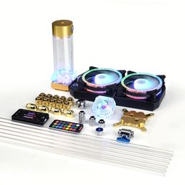 Cooling PC water cooling kit PETG hard tube liquid cooling system with 5V RGB lights gold color silver color for Intel 115x 2011 CPU