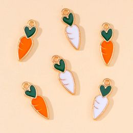 20pcs 5*16mm Cute Love Heart Mini Carrot Enamel Charms for Handmade Craft Earrings Pendants Necklaces Jewellery Making Accessories