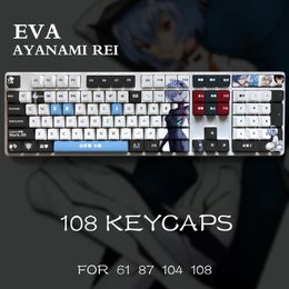 Combos Ayanami Rei EVA 09 00 Theme Pbt Material Keycaps 108 Keys Set for Mechanical Keyboard Oem Profile Only KeyCaps ManyuDou