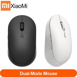 Mice Original Xiaomi Mi Wireless DualMode Mouse Silent Ergonomic Bluetooth USB Side buttons Protable Mini Wireless Mice for Laptop