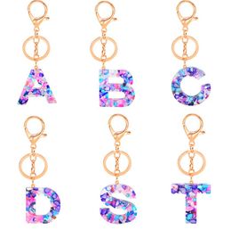 Keychains Lanyards Fashion Resin Keychain English Letter Pendant Lage Decoration Metal Keyring Jewelry Accessories Key Chain Drop D Dh03F
