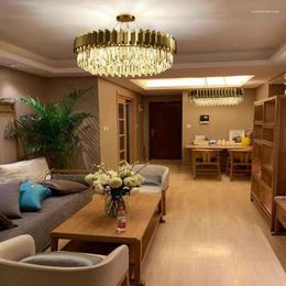 Chandeliers LED Living Room Art Deco Black Golden Stainless Steel Crystal Chandelier Hanging Lamp Lighting Lustre