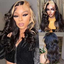 Brazilian Honey Blonde Highlight Lace Front Curly Wigs Coloured Deep Wave Frontal Wig Body Wave 13X4 hd Lace Frontal Wig Synthetic Preplucked