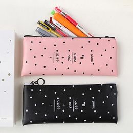 Product Simple Fashion Solid Colour Personalised Leather Pencil Case Student Creative Zipper Stationery Bag