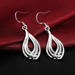 925 Sterling Silver Earrings fashion Jewelry elegant Woman charm Twist Wavy line drop earrings Trendsetter Christmas Gifts