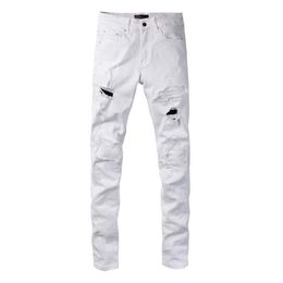 2023 New High-quality Jeans Tattered and Ripped Motorcycle Pants Slim Fit Men's Designer Size 28-40