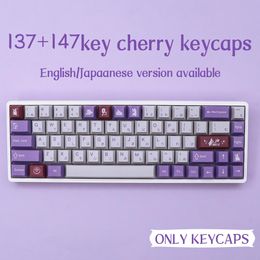 Accessories Rabbit Purple Keycaps 147 keys PBT Dye Subbed Cherry Profile Keycaps JP font For Wired USB mechanical keyboard Cherry MX switch