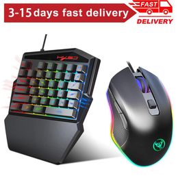 Combos Portable OneHanded Mechanical Gaming Keyboard 6400 DPI mouse RGB Backlit Mini Gaming Keypad Game Controller for PC phone Gamer