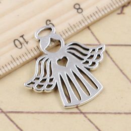 10pcs Charms Love The Heart Angel 27x28mm Tibetan Silver Colour Pendants Antique Jewellery Making DIY Handmade Craft