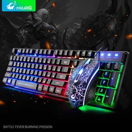 Combos Mechanical Feel Keyboard and Mouse Combos Sets Russian Keykaps 104 Keys Gaming Keyboard Accessories Wired USB for PC Gamer