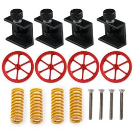 Scanning 4PCS Aluminum Adjustable clip Heatbed clamp Leveling Spring M4 Screws Nuts for 3D Printer Ender 3 CR10 Build Platform Retainer