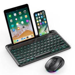 Combos Jelly Comb MultiDevice 2.4G Bluetooth Backlit Keyboard and Mouse Comb Wireless Keyboard RGB Mouse for iOS/OS Android Windows