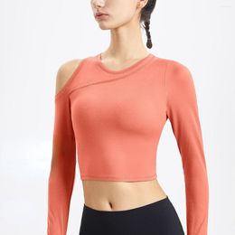 Active Shirts Sports Yoga Top T-shirt Off Shoulder Sexy Tank Nude Fit Long Sleeve Running Short Cover Quick Drying Mainland China