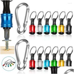 Keychains Lanyards 12Pcs 1/4 Inch Hex Shank Screwdriver Bit Holders Keychain Extension Bar Portable Fast Change Holder Set Drop De Dhwef