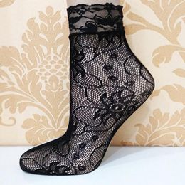 Women Socks Black Lace Stockings Hollow Transparent Sexy Breathable Japanese Quilt Colour Princess Dress