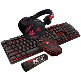 Combos 4Pcs/Set K59 Wired USB Keyboard Illuminated Gaming Mouse Pad Backlight Headset 3 color choose