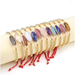 Chain Link Bracelets Natural Stone Lapis Lazi Connector Woven Red Rope Handmade Charming Women Girls Jewellery Accessories Drop Deliver Dhhe3