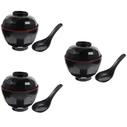 Bowls 3 Sets Home Practical Melamine Ramen Bowl Appetiser Soup Miso For Kitchen Serving Restaurant