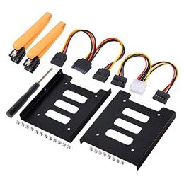 Adapters 2.5 Inch SSD to 3.5 Inch Internal Hard Disc Drive Mounting Kit with SATA Data Cables and Power Cables (2 x SSD Bracket)