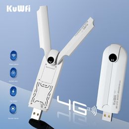 Routers KuWFi 4G LTE USB Dongle 150Mbps Unlocked 4G Wireless Wifi Router Modem Hotspot with External Antenna Wifi Network Card for Car
