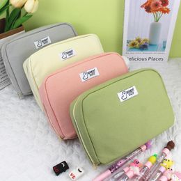 Cosmetic Bags Multi Layer Stationary Storage Bag Canvas Pen Pencil Case Large Capacity Travel Cute Korean Pouch