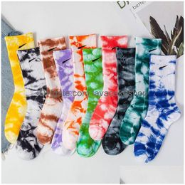Party Favour Tiedye Socks Four Seasons Mens And Womens Long Tube Cotton Sports Hightop Ins Tide Candycolored Drop Delivery Home Garde Dhhb5