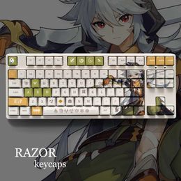 Accessories Genshin Impact Theme RAZOR Pbt Material Keycaps 108 Keys Set for Mechanical Keyboard Oem Profile Only KeyCaps ManyuDou