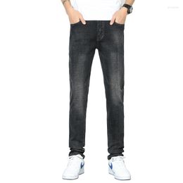 Men's Jeans 2023 Autumn Sprint Mid-Rise Straight Skinny Tapered Slim Pants Korean Trend Youth Casual Blue Black