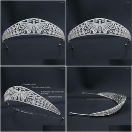 Hair Clips Barrettes Cubic Zirconia Butterfly Tiara For Wedding Crystal Princess Tiaras Crown Bride Jewellery Ch10359 Drop Delivery Dhwgj
