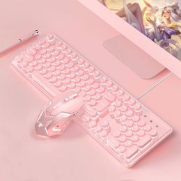 Combos 2 in 1 Mute Keyboard and Mouse Set Computer Desktop Office Chocolate Wired Girl Cute Notebook Game Gaming Film Keyboard USB Mice