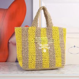 Designer Tote Women's Straw Woven tote Fashion Embroidery Senior Color stitching design high-quality hand-woven Raffia grass beach bags