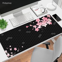 Rests Japanese Sakura Mousepad Office Computer Desk Mat Table Keyboard Black Mouse Pad Rubber Laptop Cushion Art Carpet Nonslip Rug