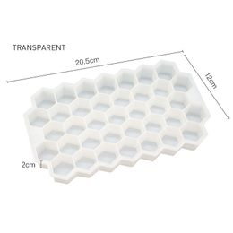 Premium Ice Trays Silicone Baking Moulds with Sealing Lid Reusable Safe Hexagonal Cube Moulds for Chilled Drinks Whiskey Tail Food F004