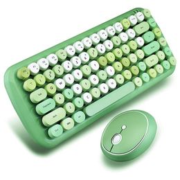 Combos Jelly Comb Wireless Keyboard Mouse 2.4G Wireless Round Punk Russia Spain Korea Keyboard and Optical Mouse Set Home Office Use