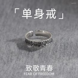 Cluster Rings YH Ring Men Fashion Brand Retro Personality Single With Adjustable Opening Cool Style Men's Abyss