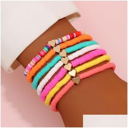 Beaded Strand Love Heart Bracelet Set For Women Bohemian Colorf Soft Y Holiday Beach Boho Charm Am3255 Drop Delivery Jewelry Bracelet Dhkpd