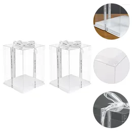 Gift Wrap 2 Pcs Plastic Bread Container Clear Lid Cake Boxes Packaging Containers Lids Single Cupcake