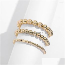 Beaded Beaded Strand 6Mm 8Mm 10Mm Gold Color Beads Bracelet For Women Trendy Statement Big Round Handmade 3Pcs/Set Fashion Jewelry Drop D