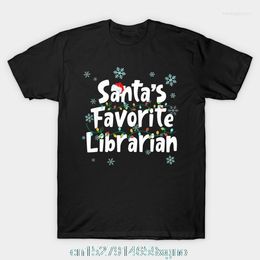 Men's T Shirts Printed Santas Favourite Librarian Funny Christmas Ornaments T-Shirt Men Shirt Cotton Tshirt O-Neck Short-Sleeve Women
