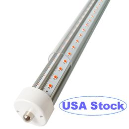 Single Pin FA8 Base T8 LED Tube Light 8 Feet 72W, Clear Cover, Cool White 6500k, Fluorescent Tube Replacement, Ballast Bypass, V Shaped Dual-Ended Power crestech