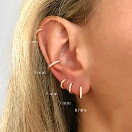 Pendant Necklaces Charm LATS 2PCS Copper Alloy Minimal Hoop Earrings Crystal Zircon Small Huggie Thin Cartilage Earring Helix Tragus Piercing Jewellery AA230526