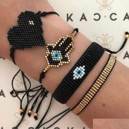 Charm Bracelets Go2Boho For Women Miyuki Lucky Bracelet Turkish Eye Jewelry Men Pseras Mujer Moda 2022 Hamsa Hand Armband Drop Delive Dhyxv