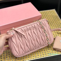 2023-Mini Handbag Shoulder Bag Soft Wrinkle Lambskin Leather Crystal Gold Chain Crossbody Bags Zipper Closure Clutch Bags Wallet Designer Purse High Quality