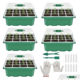 Watch Bands 5Pack Seed Starter Tray Seedling Kits Plant Kit With Humidity Domes And Base Greenhouse Propagator Drop Delivery Watches Dh870