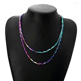 Chains Titanium Steel Colourful Rice Shape Link Necklace Jewellery Accessories Men Women Gift