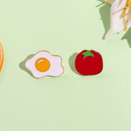 Brooches Pins for Women Fashion Funny Fruit Egg Tomato Badge for Dress Cloths Bags Decor Cute Enamel Metal Jewellery Wholesale