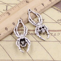 10pcs Charms Skull Spider Halloween 40x16mm Tibetan Bronze Silver Color Pendants Antique Jewelry Making DIY Handmade Craft