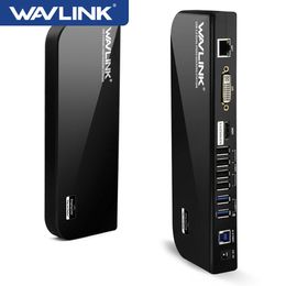 Stations Wavlink 7 USB 3.0/2.0 Ports Universal Docking Station Dual Head Up to 1080P 2k HD Laptop Docking Station for Mac OS Windows